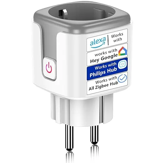 Zigbee Stopcontact, smart timer, stopcontact met stroommeter voor thuis, compatibel met Philips Hue, Alexa, Google Home en SmartThings, HUE Bridge vereist, Zigbee 3.0 Plug